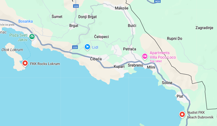 FKK Dubrovnik map